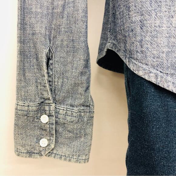 American Eagle Outfitters Denim Blouse Western Cowgirl Long Sleeve Button Front - Picture 6 of 16